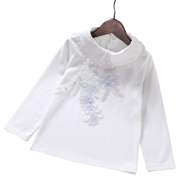 Mädchen modisches Sweatshirt mit elegantem Spitzenbesatz R&B