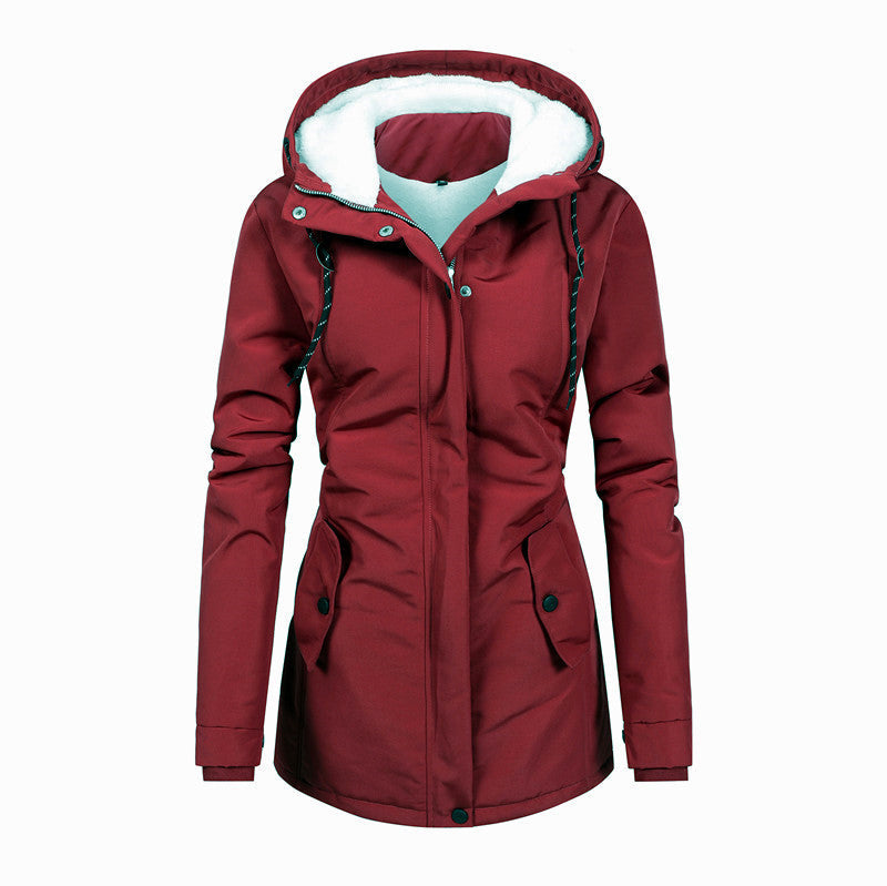 R&B | Damen Fleecejacke mit Kapuze und Kordelzug