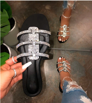 Damen glamouröse Riemchen-Sandalen mit funkelnden Strass-Applikationen R&B