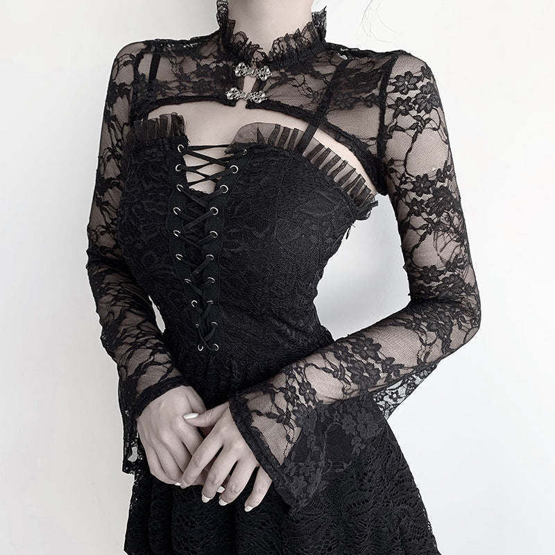 Damen Spitzenoberteil mit eleganten langen Ärmeln R&B