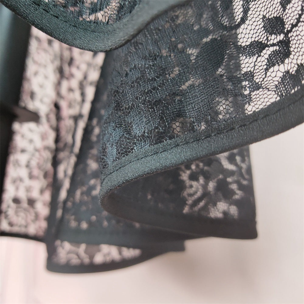 Damen eleganter Spitzenrock mit transparentem Volant R&B
