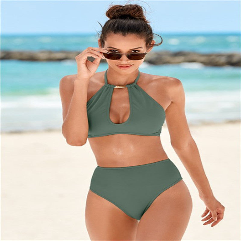 Damen Hochgeschnittener Bikini mit elegantem Halter-Design R&B