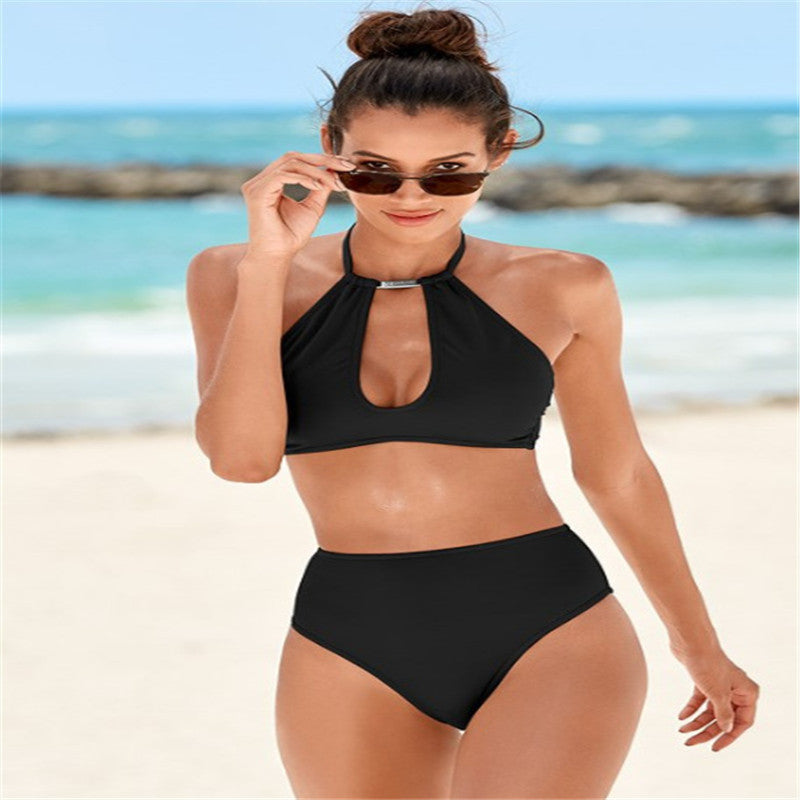 Damen Hochgeschnittener Bikini mit elegantem Halter-Design R&B