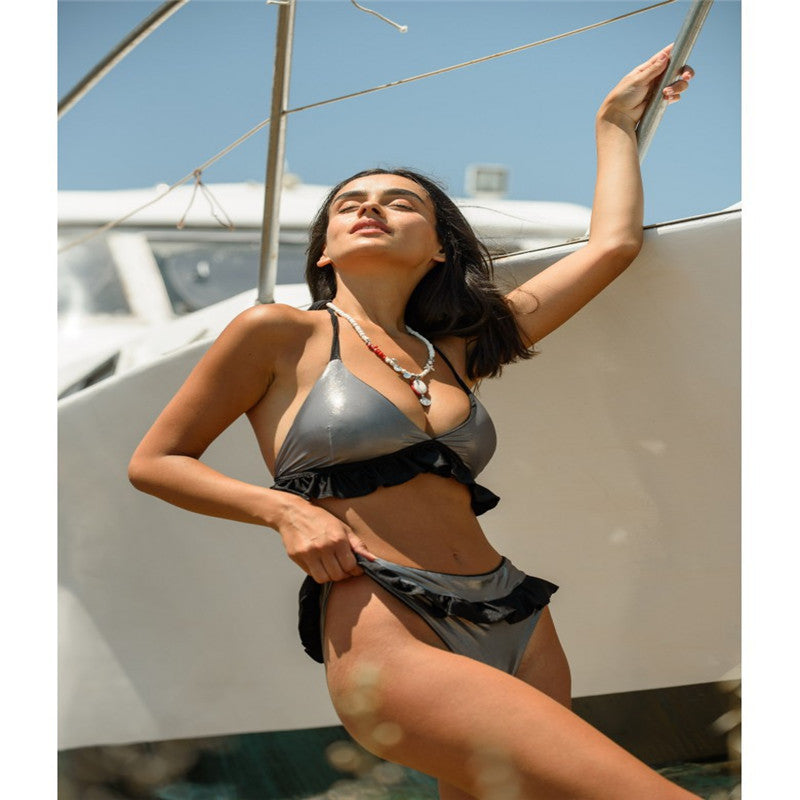 Damen Raffinierter Triangel-Bikiniset mit Volants R&B
