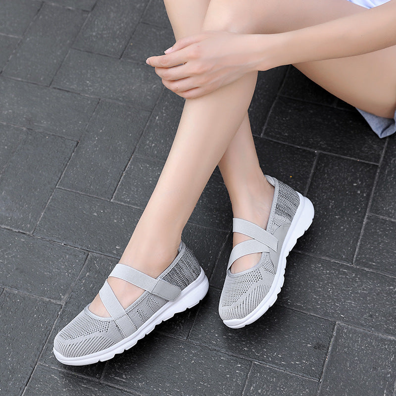 Damen Sportliche Slip-On Ballerinas mit elastischem Riemen