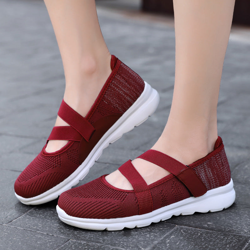 Damen Sportliche Slip-On Ballerinas mit elastischem Riemen