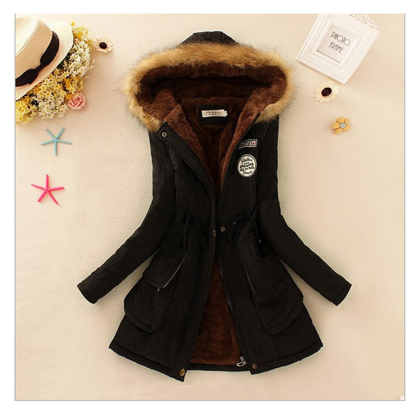 Damen Gesteppte Winterjacke mit Abnehmbarem Kunstfellkragen und Praktischen Aufgesetzten Taschen R&B