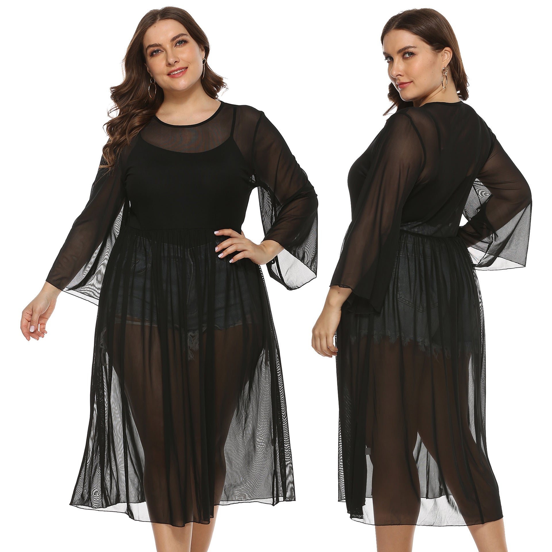 Damen Transparente Strandrobe R&B