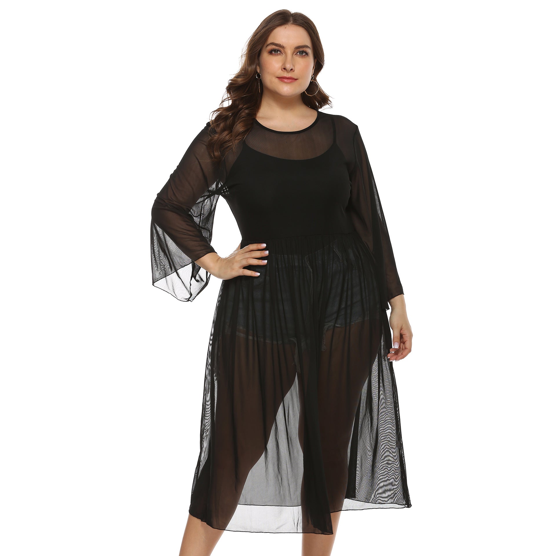 Damen Transparente Strandrobe R&B