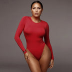Damen Figurbetonter Langarm-Bodysuit R&B
