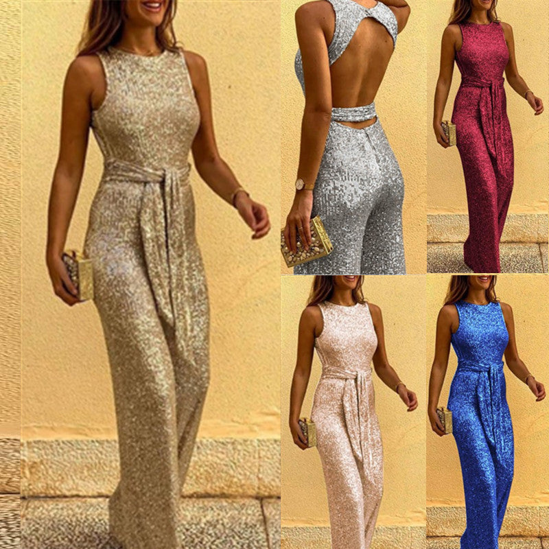 Damen Glitzerndes Abendkleid mit offenem Rücken und raffinierten Details R&B