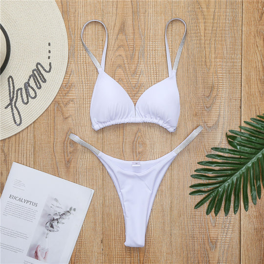 Damen Sportliches Triangel-Bikini-Set mit glamourösen Strassdetails R&B