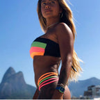 Damen Bandeau-Bikini mit modischen Querstreifen und elegantem Schnitt R&B