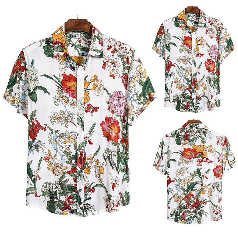 Damen Kurzarmhemd mit lhaftem floralem Design und atmungsaktivem Stoff