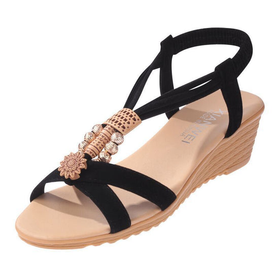 Damen Wedge-Sandalen mit stilvollem Schmuck-Detail und rutschfester Sohle R&B