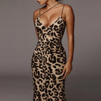 Damen Leopardenmuster Maxikleid R&B