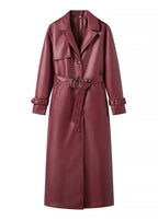 R&B | Leren Trenchcoat - elegante rote Damenjacke