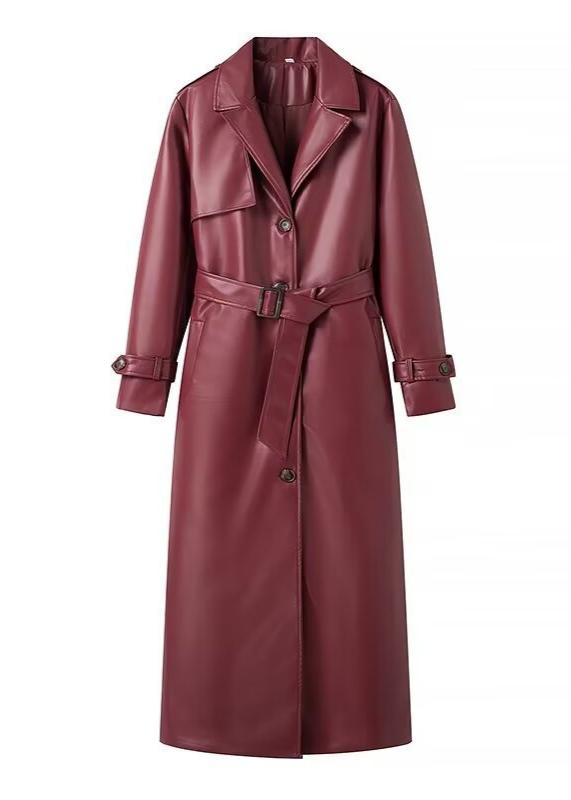 R&B | Leren Trenchcoat - elegante rote Damenjacke