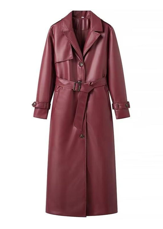 R&B | Leren Trenchcoat - elegante rote Damenjacke