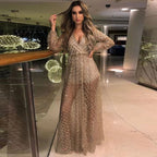 Damen Elegantes Transparenzkleid mit glanzvollen Akzenten R&B
