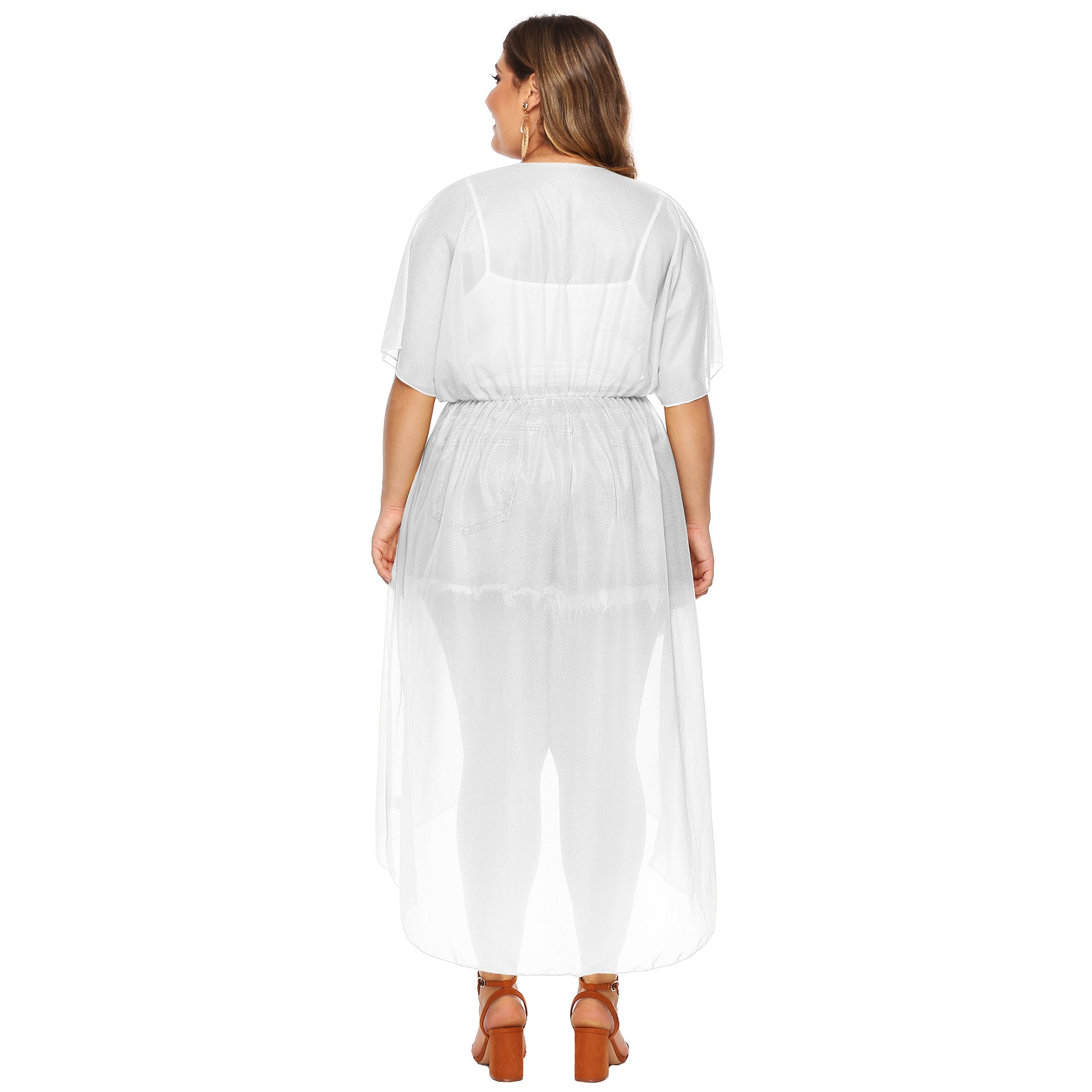 Damen eleganter transparenter Strandkimono R&B