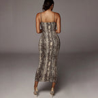 Damen Leopardenmuster Maxikleid R&B