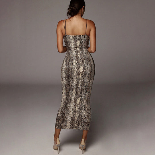 Damen Leopardenmuster Maxikleid R&B