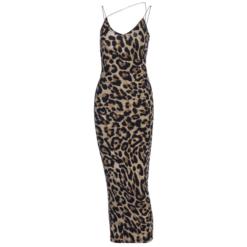 Damen Leopardenmuster Maxikleid R&B