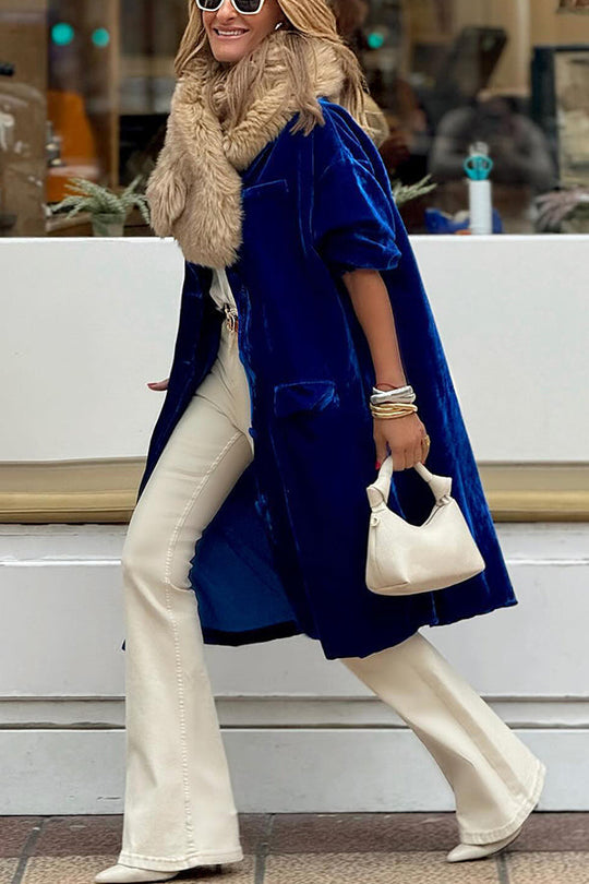 R&B | gold velvet Trenchcoat lange Rock Jacke