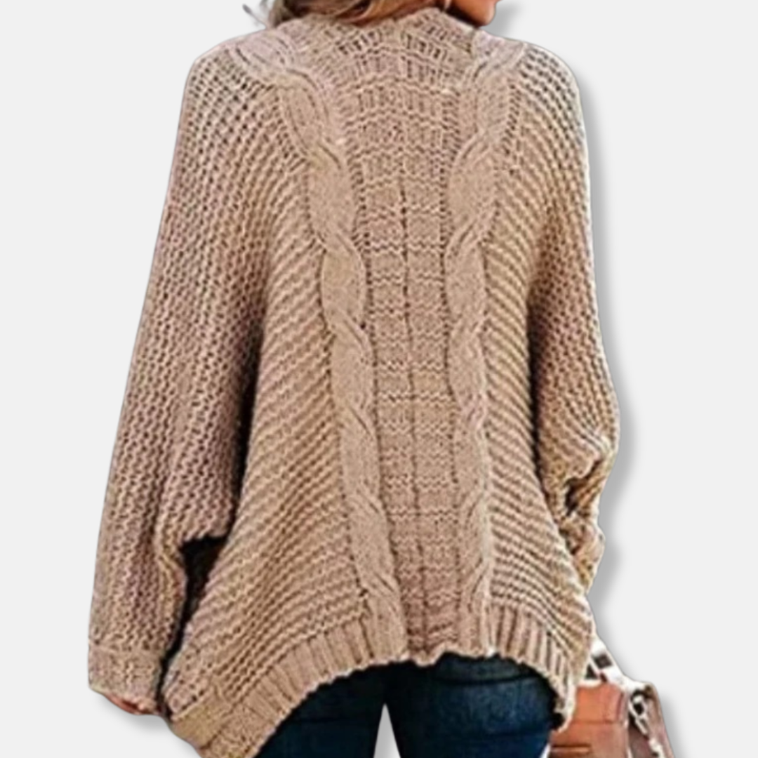 R&B | Woll Übergroßer Cardigan Gerippter Offener Fronttaschen Cardigan