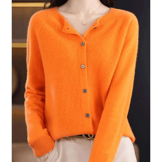 R&B | Damen Feinstrickjacke Mit Rundhalsausschnitt