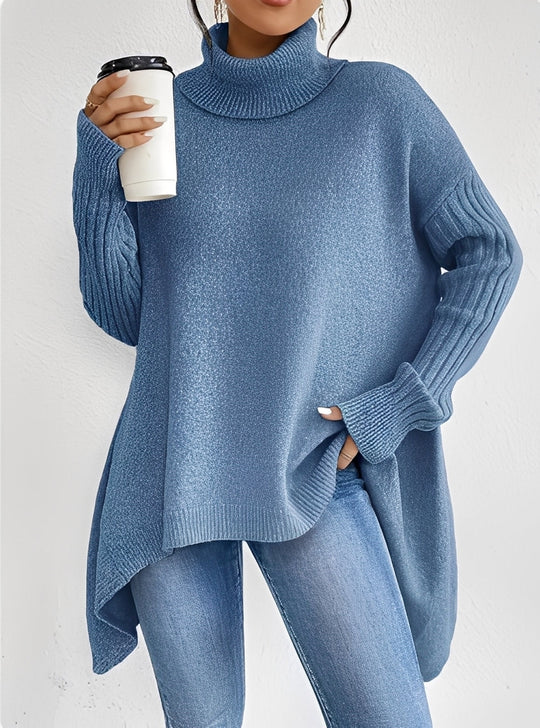 R&B | Eleganter Langer Damenpullover mit Rollkragen
