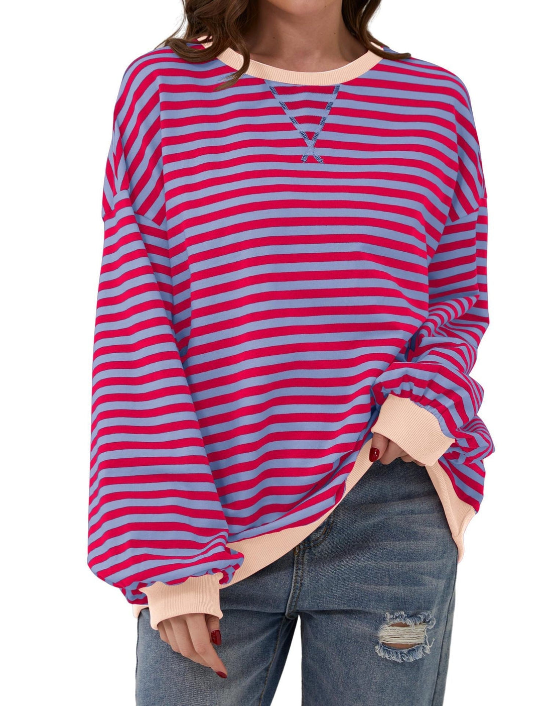 R&B | Eleganter, lockerer Damenpullover mit Streifen