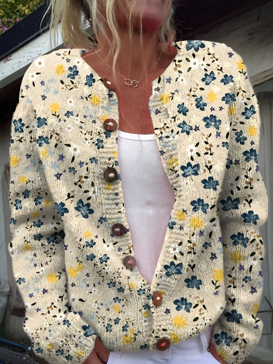 R&B | Stilvolle Strickjacke mit Blumenmuster für Frauen