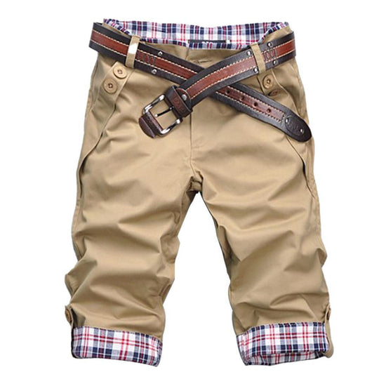 R&B – Hochwertige Shorts mit Gürtel und Karomuster