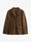 R&B | Klassischer Blazer Aus Wildlederimitat in Braun