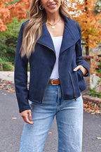 R&B | Up Pocketed Faux Suede Motorradjacke (in 7 Farben)
