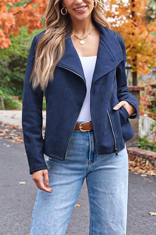 R&B | Up Pocketed Faux Suede Motorradjacke (in 7 Farben)