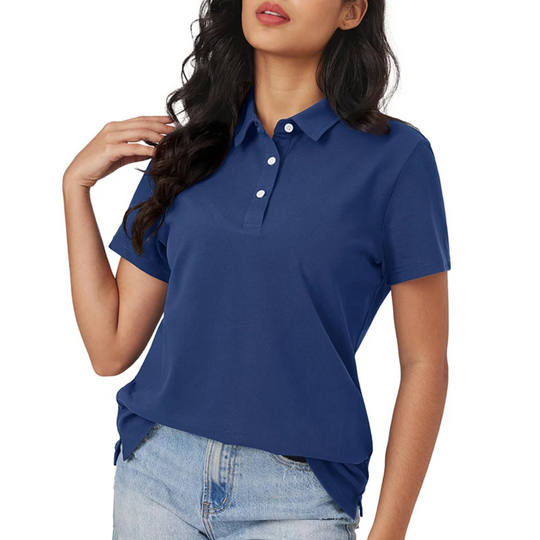 R&B | Blaue Seide Atmungsaktiv Leichtgewicht Damen Polo