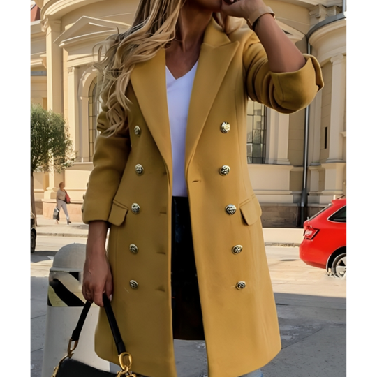 R&B | Langer Warmer Wintermantel Für Damen Button Down