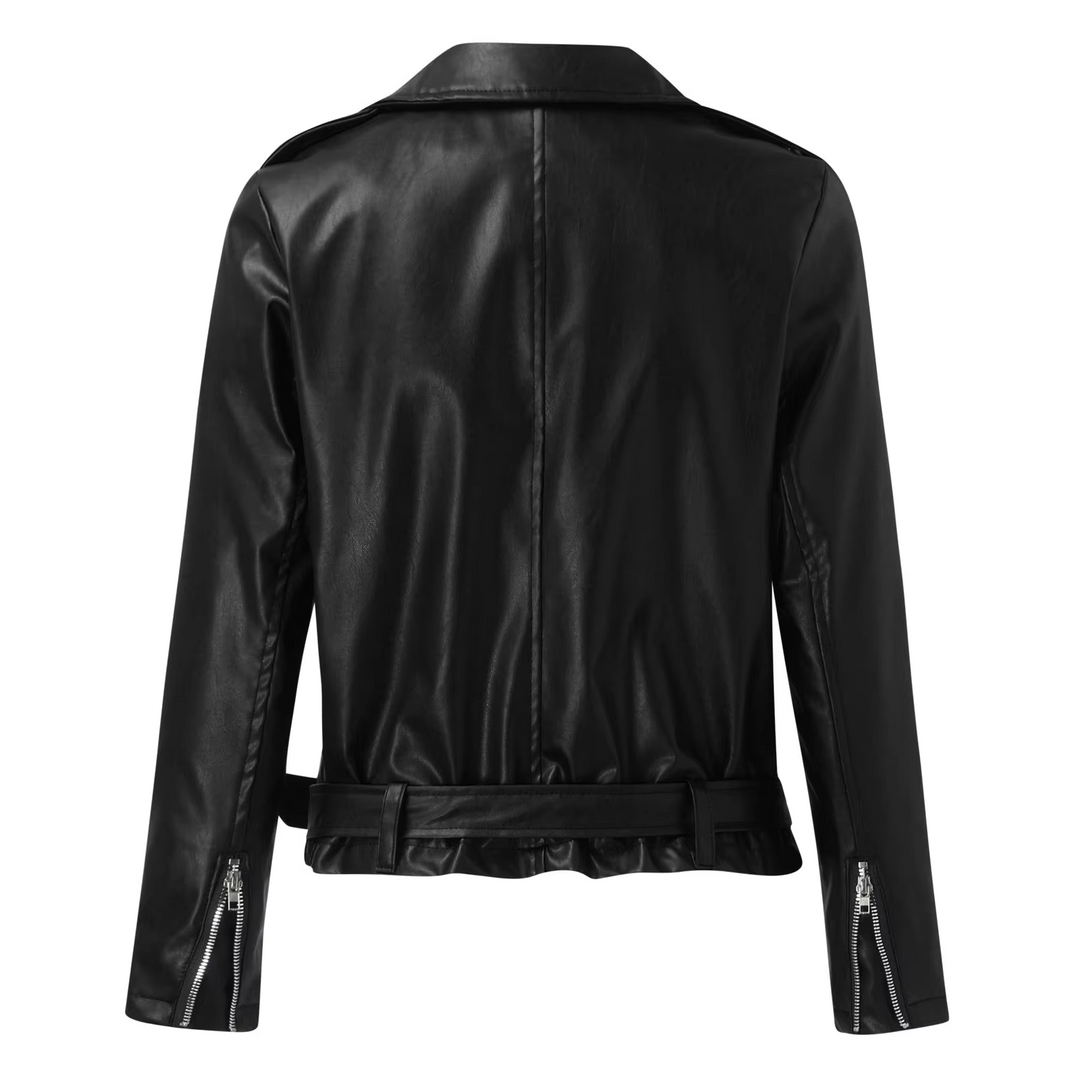 R&B | jacke Damen Biker Modell mit Gürtel und Reißverschlussdetails