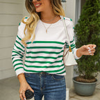 R&B | Pullover - Damen Herbst gestreifter Strickpullover