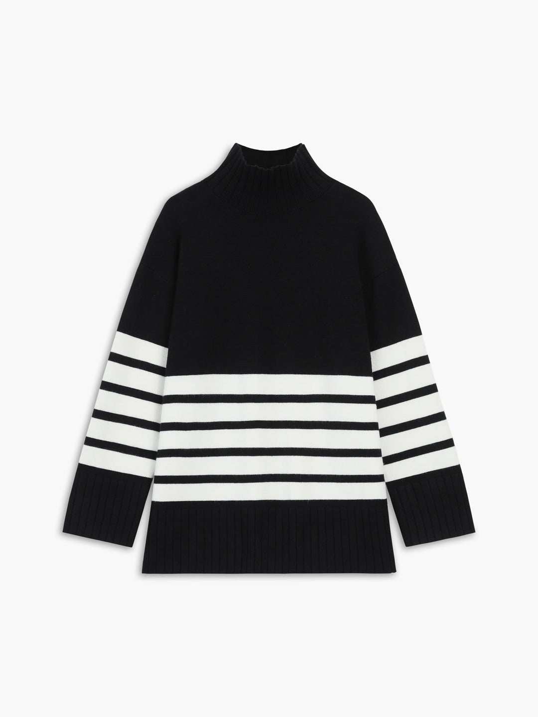 R&B | Miss Paris Mock Neck Gestreifter Pullover
