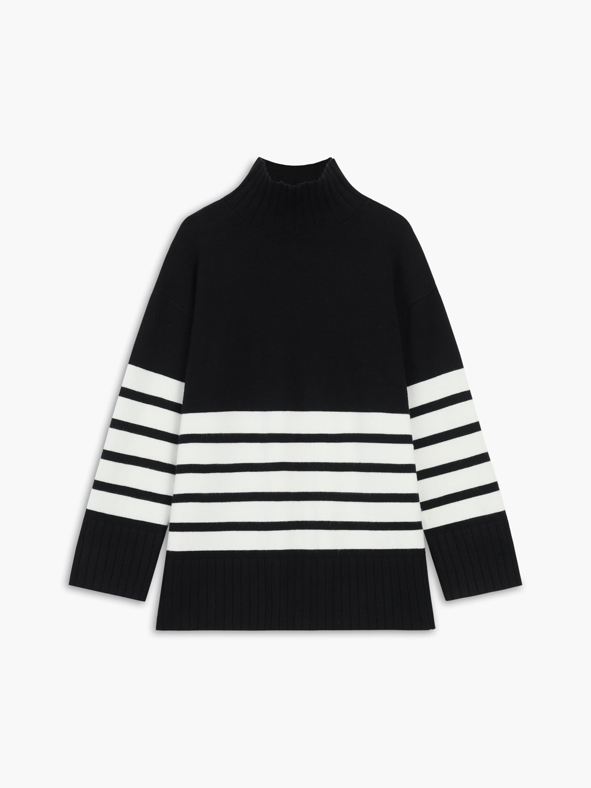 R&B | Miss Paris Mock Neck Gestreifter Pullover
