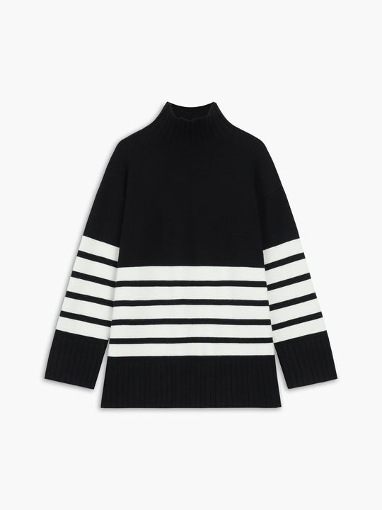 R&B | Miss Paris Mock Neck Gestreifter Pullover
