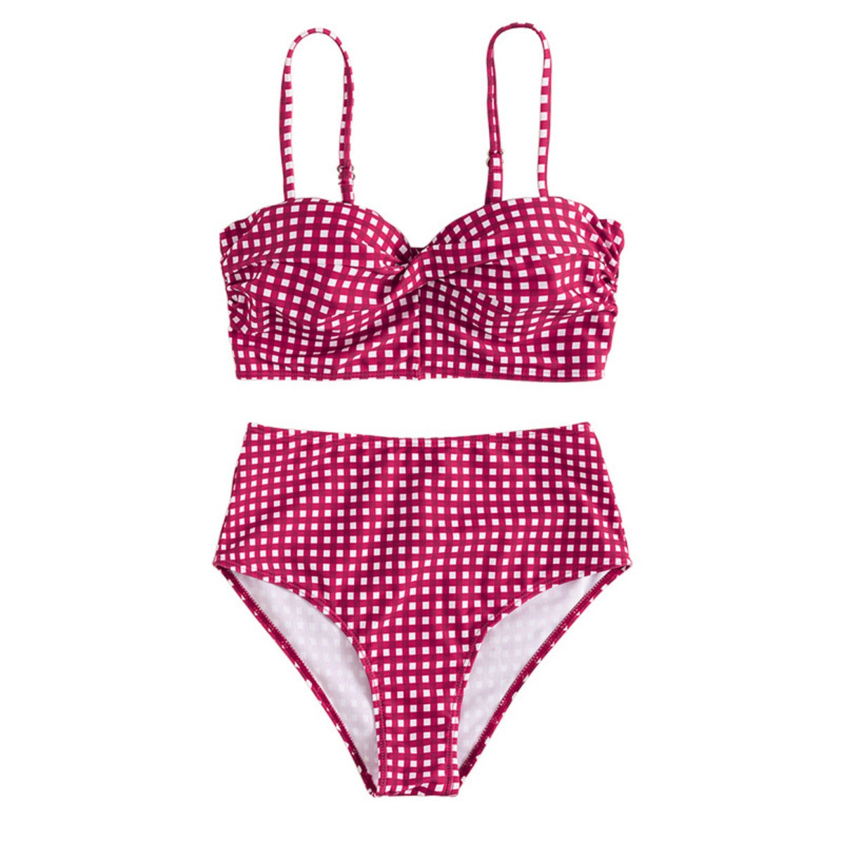 R&B | Sexy karierter geteilter Bikini mit hoher Taille