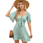R&B | Kleid mit V-Ausschnitt und Schleife zum Schnüren