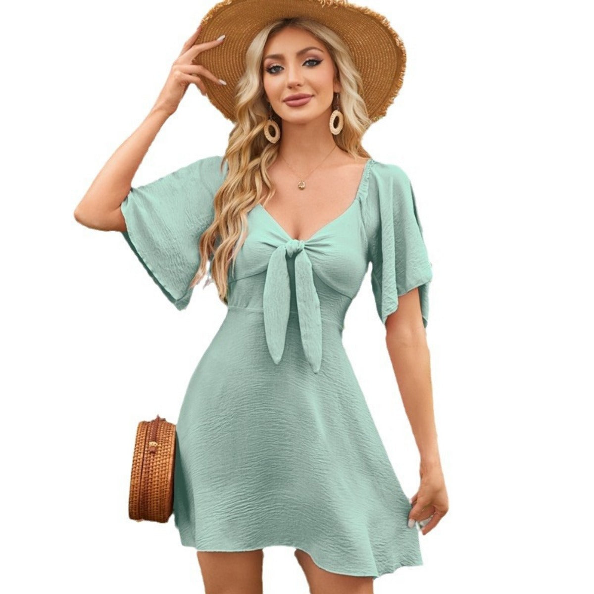 R&B | Kleid mit V-Ausschnitt und Schleife zum Schnüren