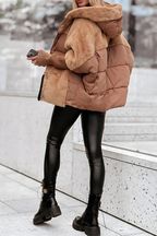 R&B | Winterjacke mit Kapuze - Modische Teddy-Steppjacke für Outdoor und Alltag