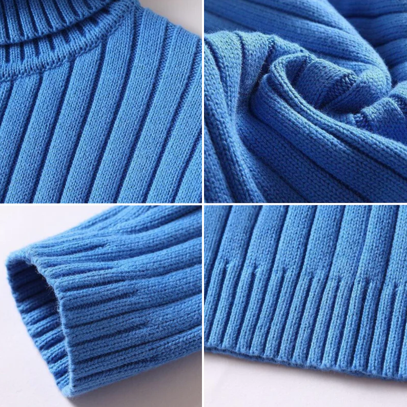 R&B | Rollkragenpullover Weiche Strickware Rippendesign Langärmelig Warmer Komfort